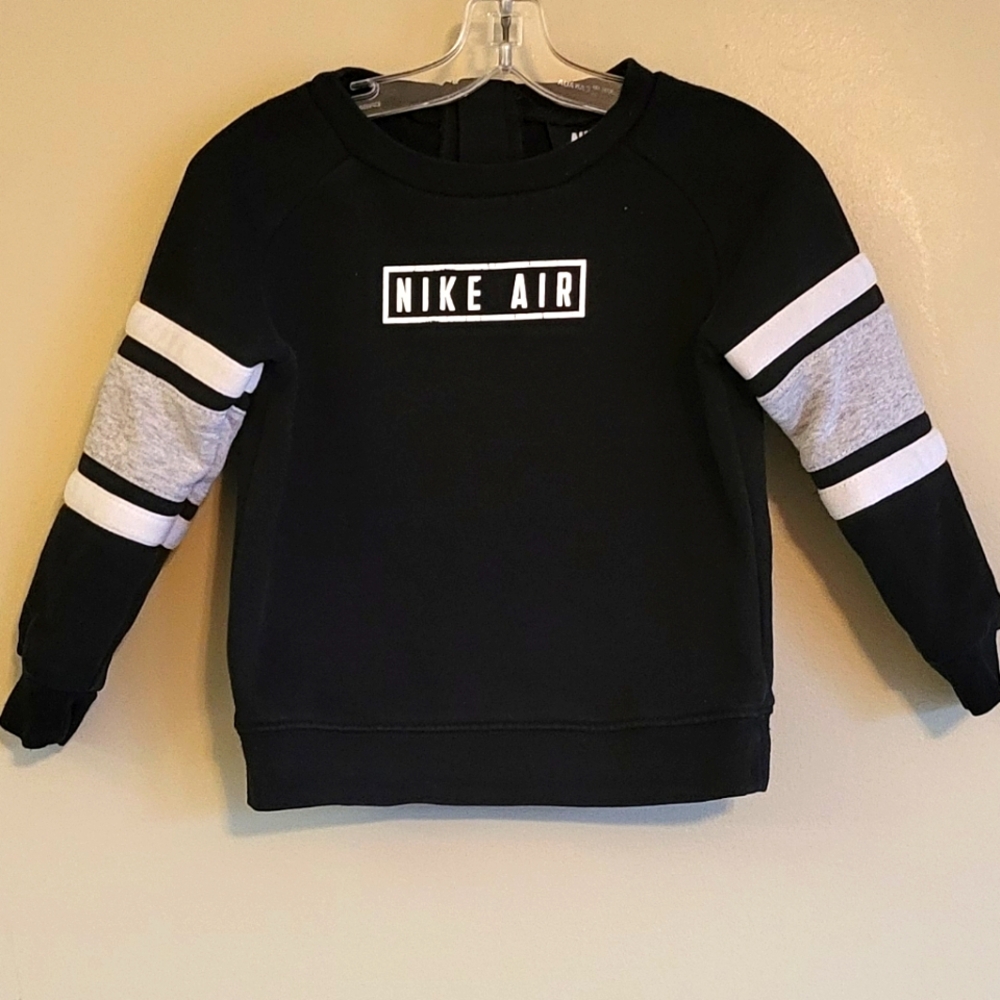 Nike Air black pullover sweatshirt with stripes on sleeves